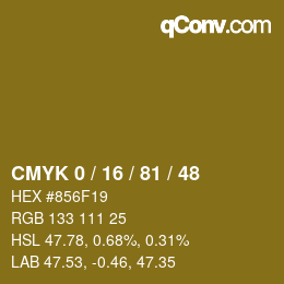 カラーコード: CMYK 0 / 16 / 81 / 48 | qconv.com