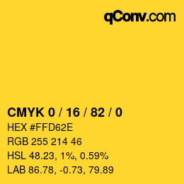 Color code: CMYK 0 / 16 / 82 / 0 | qconv.com