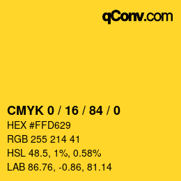 Color code: CMYK 0 / 16 / 84 / 0 | qconv.com