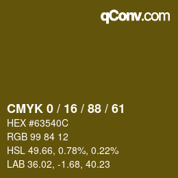 Color code: CMYK 0 / 16 / 88 / 61 | qconv.com