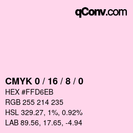 カラーコード: CMYK 0 / 16 / 8 / 0 | qconv.com