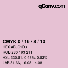 カラーコード: CMYK 0 / 16 / 8 / 10 | qconv.com