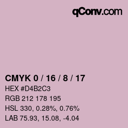 カラーコード: CMYK 0 / 16 / 8 / 17 | qconv.com