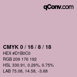 カラーコード: CMYK 0 / 16 / 8 / 18 | qconv.com