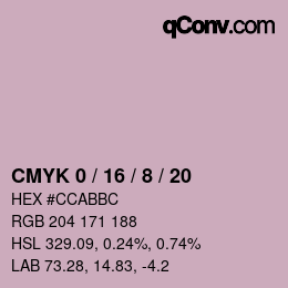 颜色代码: CMYK 0 / 16 / 8 / 20 | qconv.com