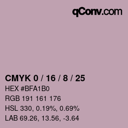カラーコード: CMYK 0 / 16 / 8 / 25 | qconv.com