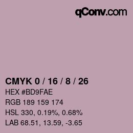 カラーコード: CMYK 0 / 16 / 8 / 26 | qconv.com