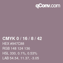 カラーコード: CMYK 0 / 16 / 8 / 42 | qconv.com