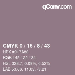 カラーコード: CMYK 0 / 16 / 8 / 43 | qconv.com
