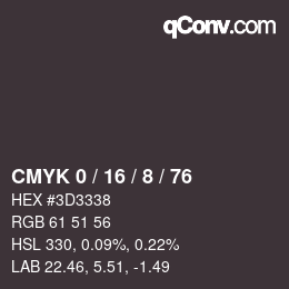 カラーコード: CMYK 0 / 16 / 8 / 76 | qconv.com