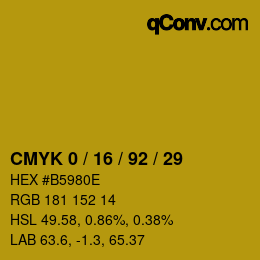 カラーコード: CMYK 0 / 16 / 92 / 29 | qconv.com