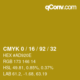 カラーコード: CMYK 0 / 16 / 92 / 32 | qconv.com