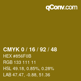 カラーコード: CMYK 0 / 16 / 92 / 48 | qconv.com