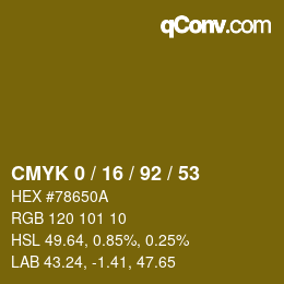 Farbcode: CMYK 0 / 16 / 92 / 53 | qconv.com
