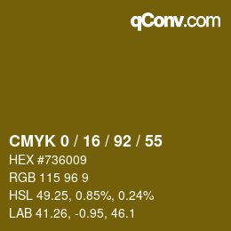カラーコード: CMYK 0 / 16 / 92 / 55 | qconv.com