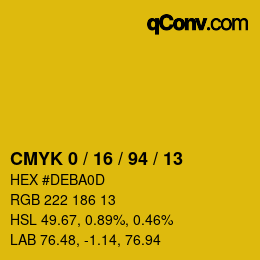 颜色代码: CMYK 0 / 16 / 94 / 13 | qconv.com