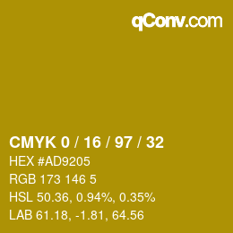 Color code: CMYK 0 / 16 / 97 / 32 | qconv.com