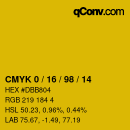 颜色代码: CMYK 0 / 16 / 98 / 14 | qconv.com