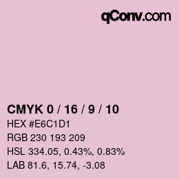 カラーコード: CMYK 0 / 16 / 9 / 10 | qconv.com