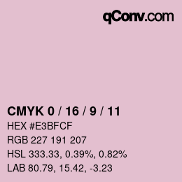 カラーコード: CMYK 0 / 16 / 9 / 11 | qconv.com