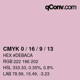 カラーコード: CMYK 0 / 16 / 9 / 13 | qconv.com