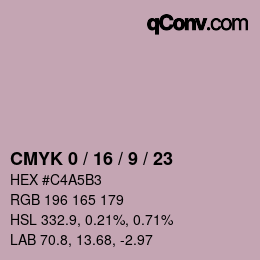 カラーコード: CMYK 0 / 16 / 9 / 23 | qconv.com
