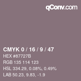 カラーコード: CMYK 0 / 16 / 9 / 47 | qconv.com