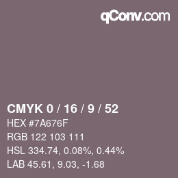 颜色代码: CMYK 0 / 16 / 9 / 52 | qconv.com