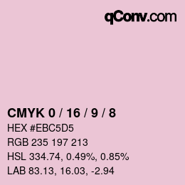 カラーコード: CMYK 0 / 16 / 9 / 8 | qconv.com