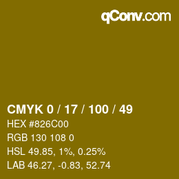 颜色代码: CMYK 0 / 17 / 100 / 49 | qconv.com