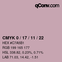 颜色代码: CMYK 0 / 17 / 11 / 22 | qconv.com