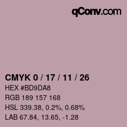 颜色代码: CMYK 0 / 17 / 11 / 26 | qconv.com