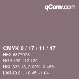 Color code: CMYK 0 / 17 / 11 / 47 | qconv.com