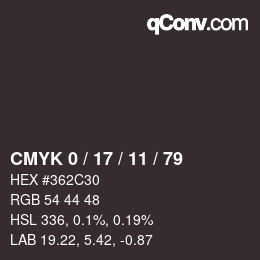 Color code: CMYK 0 / 17 / 11 / 79 | qconv.com