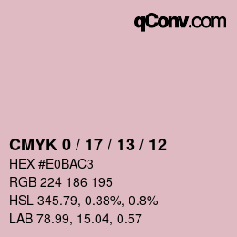 カラーコード: CMYK 0 / 17 / 13 / 12 | qconv.com