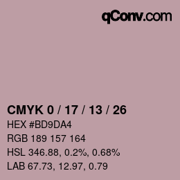 カラーコード: CMYK 0 / 17 / 13 / 26 | qconv.com