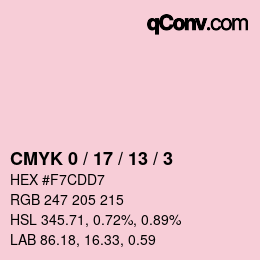 カラーコード: CMYK 0 / 17 / 13 / 3 | qconv.com