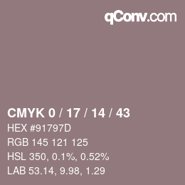 Color code: CMYK 0 / 17 / 14 / 43 | qconv.com