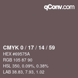 カラーコード: CMYK 0 / 17 / 14 / 59 | qconv.com