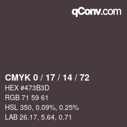 カラーコード: CMYK 0 / 17 / 14 / 72 | qconv.com