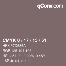 カラーコード: CMYK 0 / 17 / 15 / 51 | qconv.com