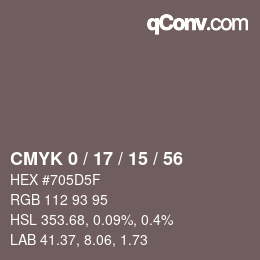 Color code: CMYK 0 / 17 / 15 / 56 | qconv.com