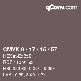 颜色代码: CMYK 0 / 17 / 15 / 57 | qconv.com