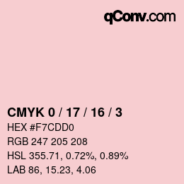 Color code: CMYK 0 / 17 / 16 / 3 | qconv.com