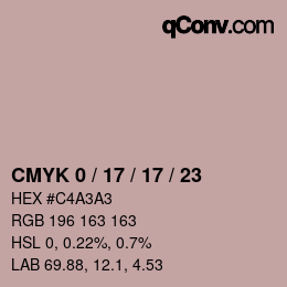 カラーコード: CMYK 0 / 17 / 17 / 23 | qconv.com