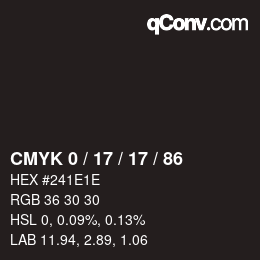 カラーコード: CMYK 0 / 17 / 17 / 86 | qconv.com