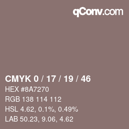 Color code: CMYK 0 / 17 / 19 / 46 | qconv.com