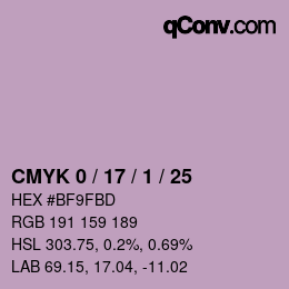 カラーコード: CMYK 0 / 17 / 1 / 25 | qconv.com