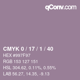 カラーコード: CMYK 0 / 17 / 1 / 40 | qconv.com