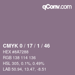 Color code: CMYK 0 / 17 / 1 / 46 | qconv.com